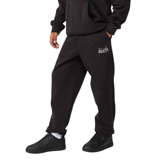 Puma Fleece-joggingbroek met logo voor kinderen (Zwart) - Image 2