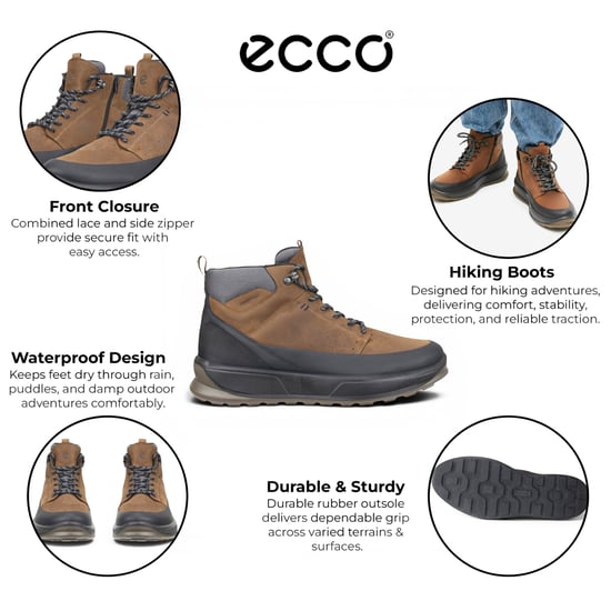 Ecco heren waterdichte zwarte beige leren buitenwandellaarzen - Byway 2.0 - Image 2