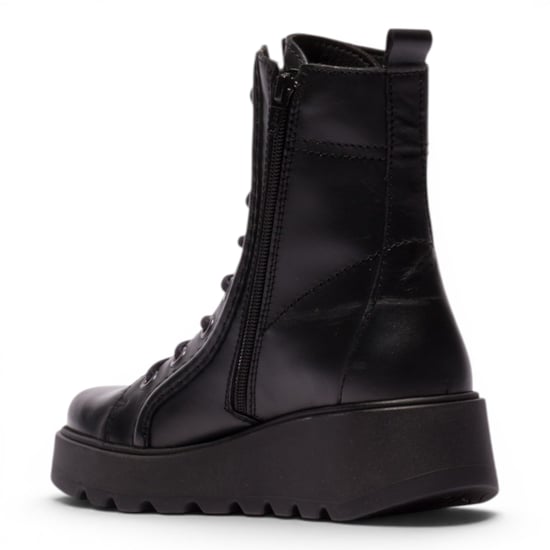 Fly London dames zwarte leren veterschoenen met wedge-hiel gevechtslaarzen - TERY554 - Image 4