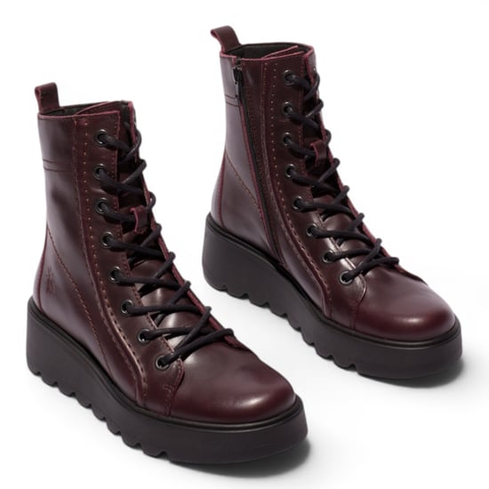 Fly London Dames Wijn Leren Veterhout Wighak Gevechtslaarzen - TERY554 - Image 3