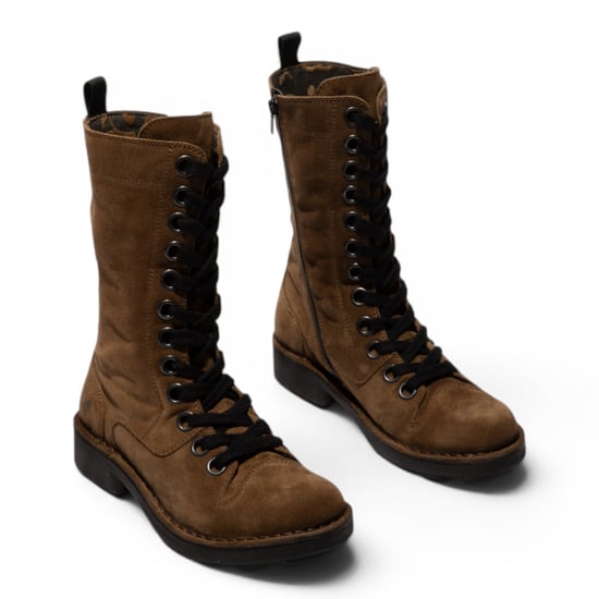 Fly London Women Brown Leather Strike-Up Gevechtslaarzen voor Vrouwen - NOLE176 - Image 3