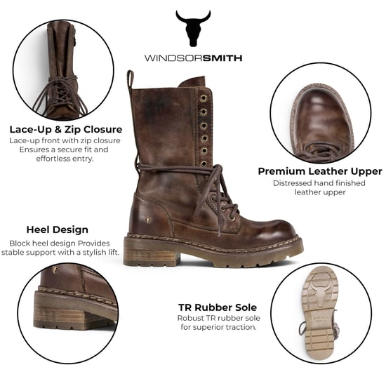 Windsorsmith Dames bruine leren veterschoenen - pauze - Image 2