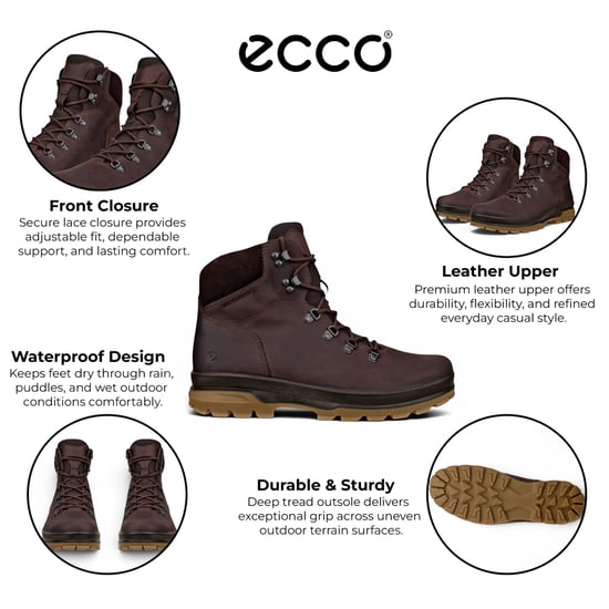 Ecco Bruine Leren Waterdichte Veterschoenen Voor Heren - Rugged Track 25 - Image 2