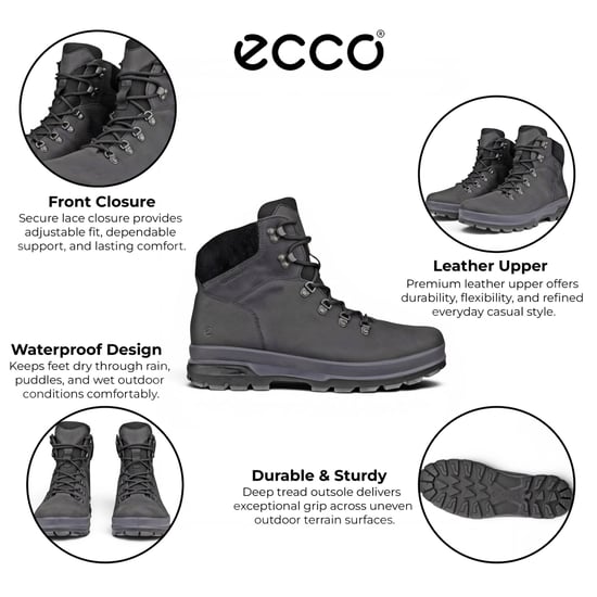 Ecco Zwarte Leren Waterdichte Veterschoenen Voor Heren - Rugged Track 25 - Image 2