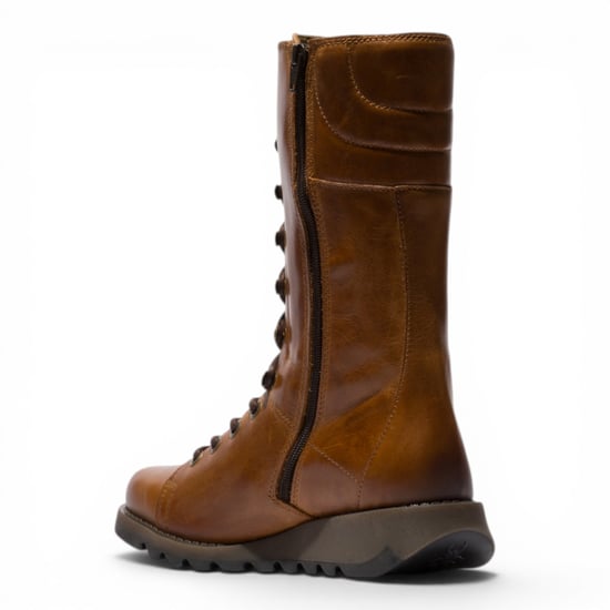 Fly London Women's Brown Leather Strike-Up Combat Ankle Boots - STER768 - Image 4