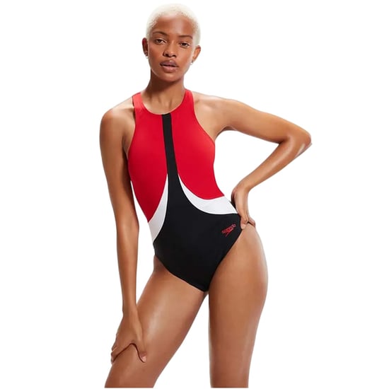 Speedo Dames/Dames Kleurblok Eendelig Zwempak (Zwart, Rood) - Image 5