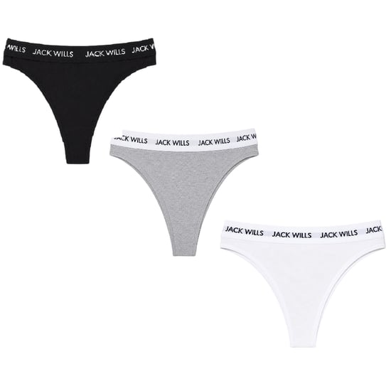 Jack Wills Dames-string met Deptford-logo (set van 3) (Wit/Grijs/Zwart) - Image 1