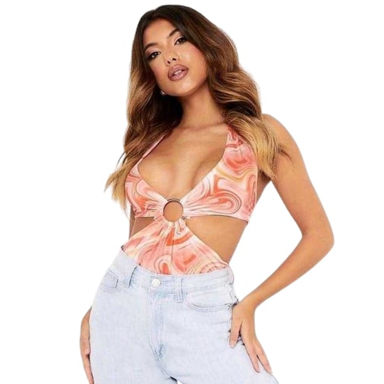 Missy Empire Dames Hoepel Halter Nek Mouwloos Bodysuit (Oranje) - Image 1