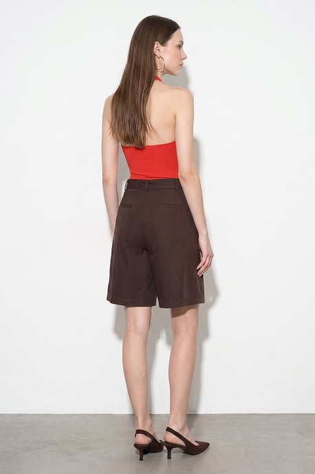 Dames Hoge Taille Ceinture Wijde Shorts - Image 2