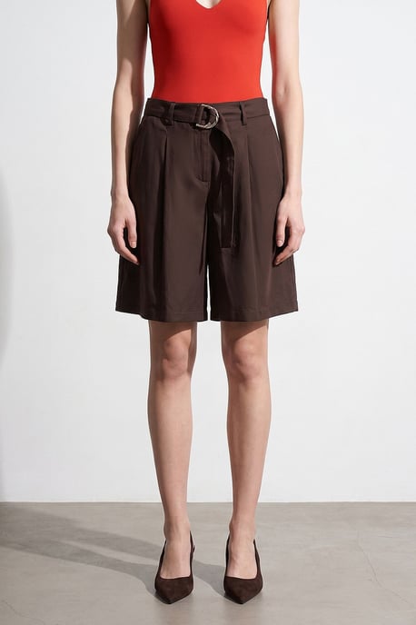 Dames Hoge Taille Ceinture Wijde Shorts - Image 4