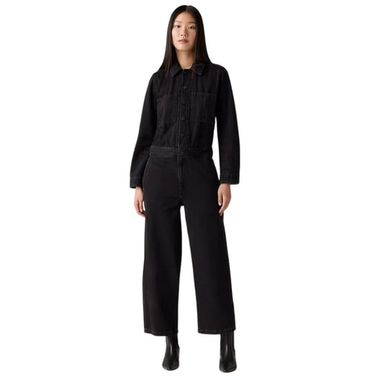 Levi's Dames Iconische Denim Col Droge Wijde Pantalon Lange Mouwen Jumpsuit (Zwart) - Image 3