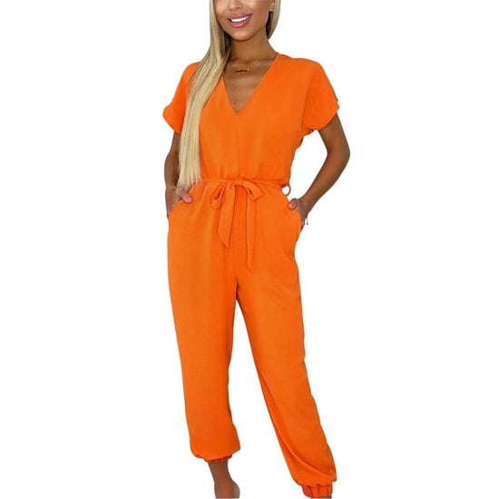 AX Paris Dames Polyester Met Ceintuur Jumpsuit (Verbrand Oranje) - Image 1