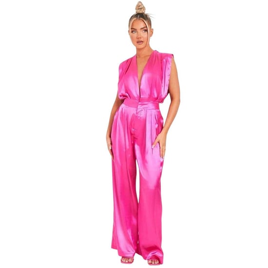 Missy Empire Dames Wijde Pijpen Mouwloos Jumpsuit (Roze) - Image 4