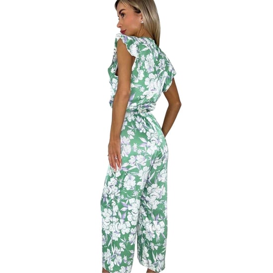 AX Paris Dames Bloemige Buidel Jumpsuit met Ceintuur (Groen) - Image 3