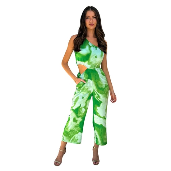 AX Paris Dames Gepersonaliseerde Uitsnijding Jumpsuit (Groen) - Image 4