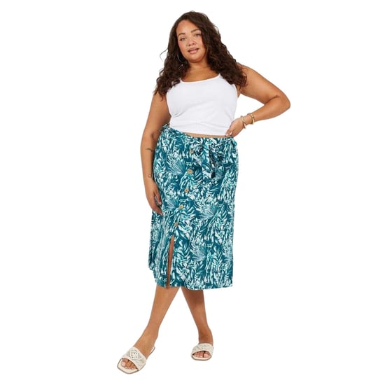 Brave Soul Midi-rok voor dames in de maat Tropical Plus (Groen blad) - Image 1
