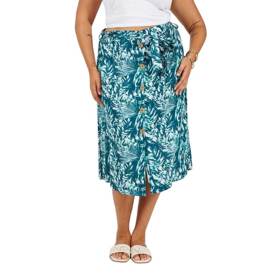 Brave Soul Midi-rok voor dames in de maat Tropical Plus (Groen blad) - Image 2