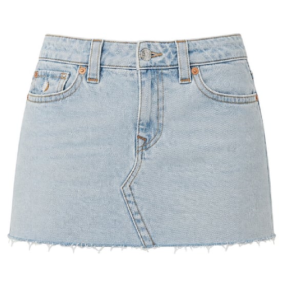 True Religion Sadie effen denim minirok voor dames (Glanzend/Vervaagd) - Image 1