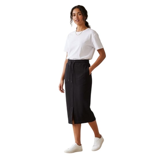 Off White Midi-rok van gestructureerd fleece voor dames (Zwart, Wit) - Image 1