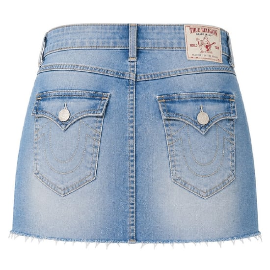 True Religion Sadie effen denim minirok voor dames (Goudkleurig/Verbleekt) - Image 2