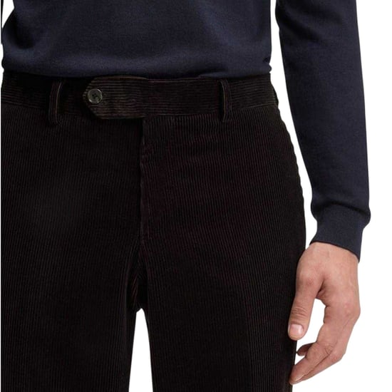Boss Mannen Beckham Gestreepte Plissee Voorkant Broek (Bruin) - Image 3