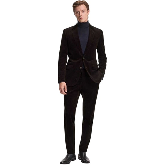 Boss Mannen Beckham Gestreepte Plissee Voorkant Broek (Bruin) - Image 4
