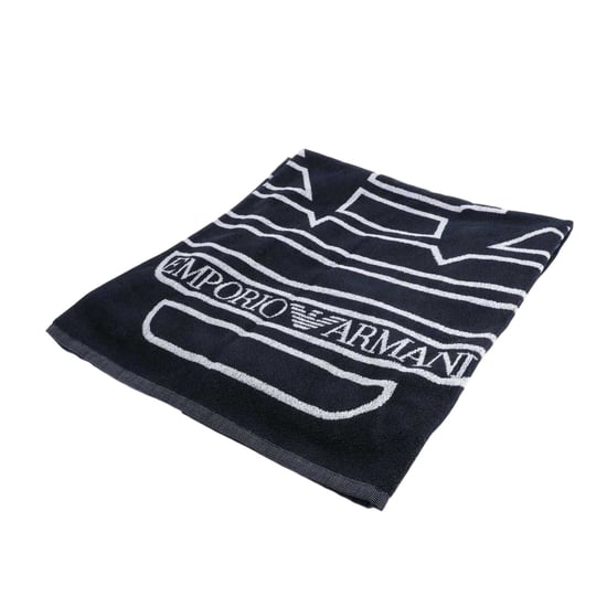 Emporio Armani EA7 Grote geweven strandhanddoek met logo (Marine) - Image 1