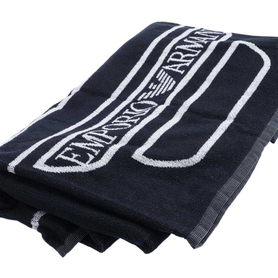 Emporio Armani EA7 Grote geweven strandhanddoek met logo (Marine) - Image 2