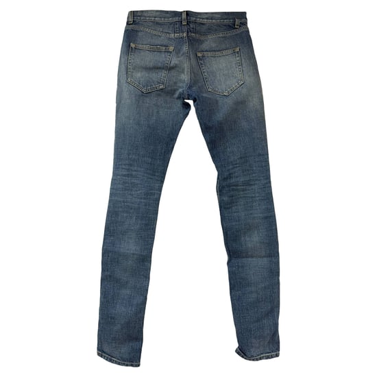 Saint Laurent Versleten Slim-Fit Jeans in Blauwe Katoenen Denim - Image 2