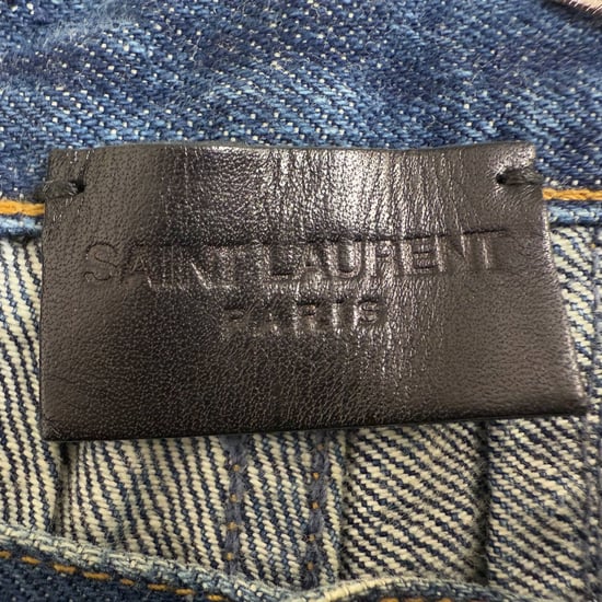Saint Laurent Versleten Slim-Fit Jeans in Blauwe Katoenen Denim - Image 4