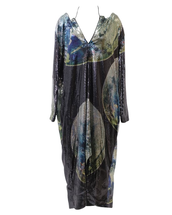 Ganni Maxi-jurk van mesh met pailletten in veelkleurige polyester - Image 1