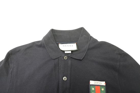 Gucci Web Crest Logo Polo Shirt van Zwarte Katoen - Image 3