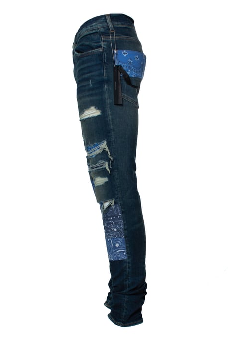 Amiri, vintage patchwork bandana jeans - Image 4
