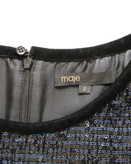Maje Glanzende Mini Jurk in Marineblauwe Pailletten - Image 3