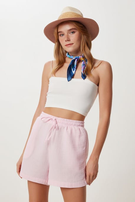 Hoge Taille Wijde Been Katoenen Shorts - Image 2