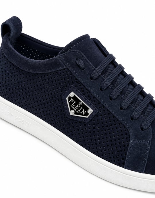 Perforated Suede Low-Top Sneakers - Image 2