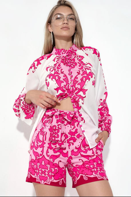 Paisley Blouse met Strik en Shorts Set - Image 2
