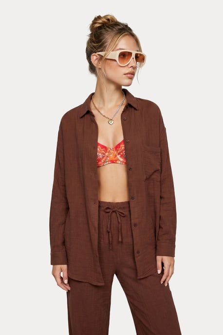 Hoge Taille Brede Pijpen Twee-Delig Co-ord Set met Kraag - Image 4