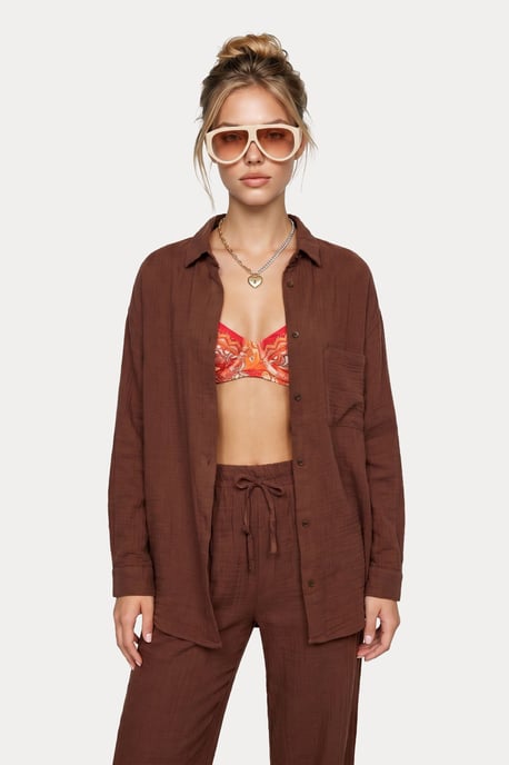 Hoge Taille Brede Pijpen Twee-Delig Co-ord Set met Kraag - Image 5