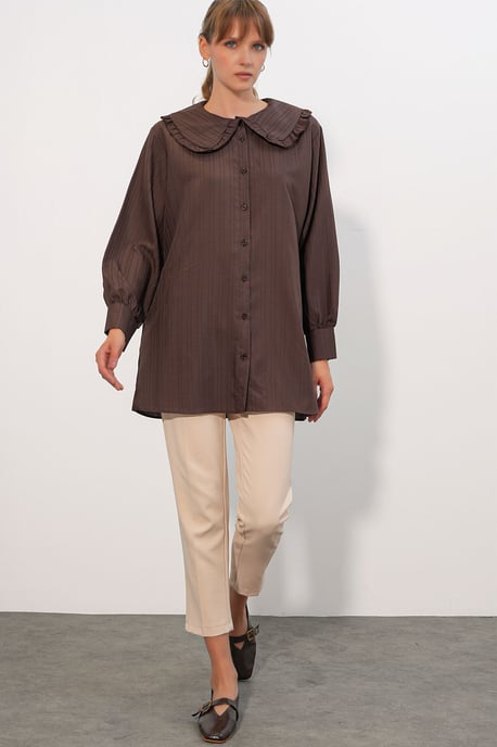 Langsleeve Textured Shirt Met Baby Kraag - Image 2