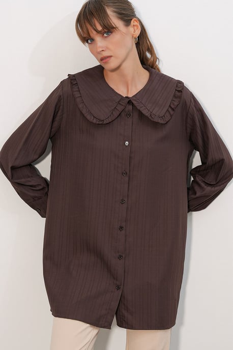 Langsleeve Textured Shirt Met Baby Kraag - Image 3