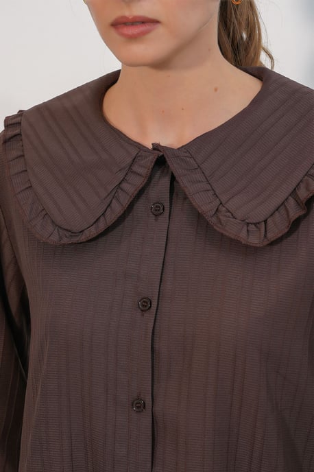 Langsleeve Textured Shirt Met Baby Kraag - Image 4