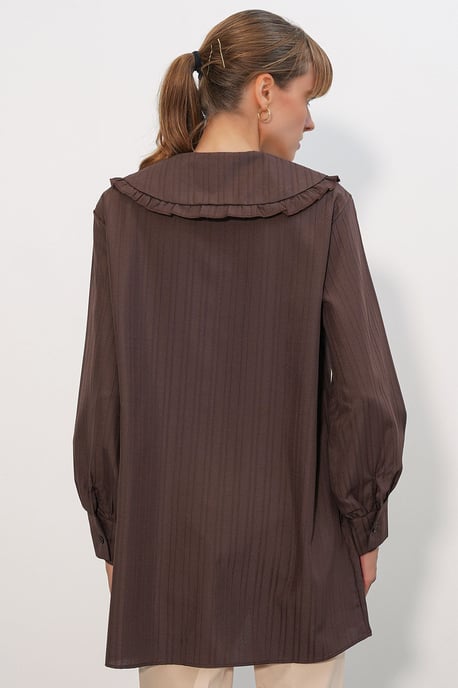 Langsleeve Textured Shirt Met Baby Kraag - Image 5