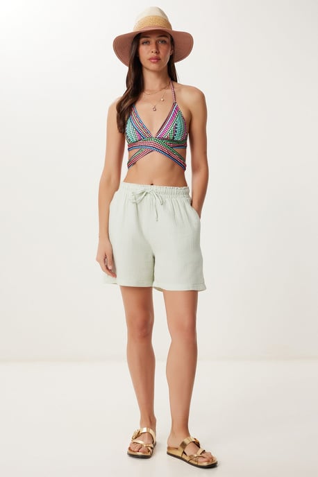Hoge Taille Wijde Been Katoenen Shorts - Image 2