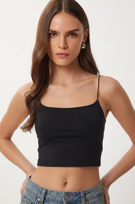 Slim Fit Vierkante Hals Crop Top - Image 3
