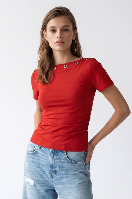 Dames Slim Fit Bootnek T-shirt - Image 2