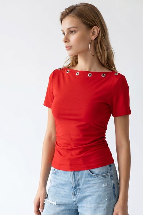 Dames Slim Fit Bootnek T-shirt - Image 4