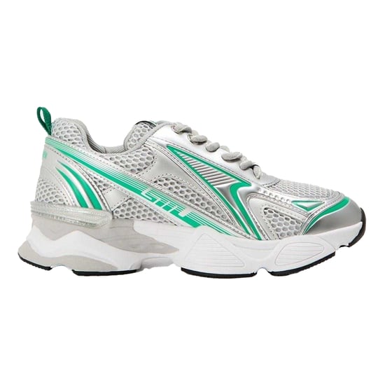 Steve Madden Dames-sneakers met strasssteentjes en grof gaas, platte zool (Groen/multikleurig) - Image 1