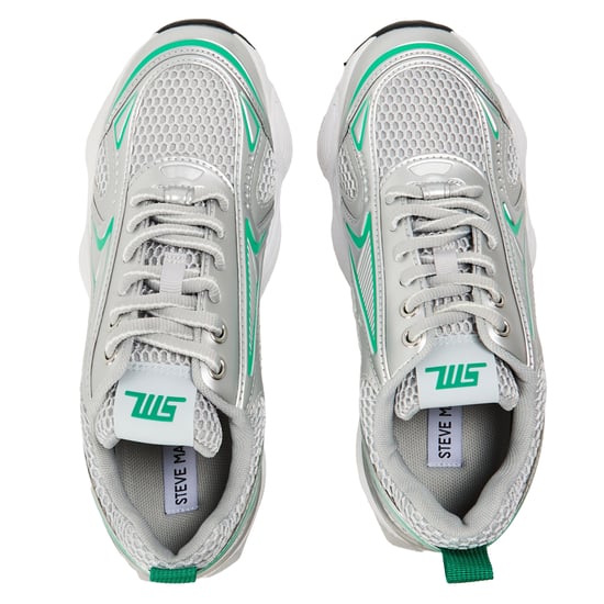 Steve Madden Dames-sneakers met strasssteentjes en grof gaas, platte zool (Groen/multikleurig) - Image 3