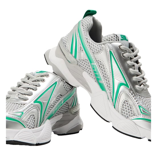 Steve Madden Dames-sneakers met strasssteentjes en grof gaas, platte zool (Groen/multikleurig) - Image 4